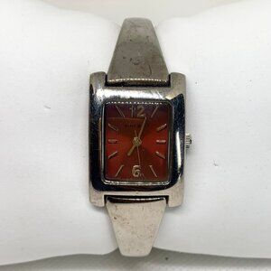 Nine West women’s silver tone watch quartz analog red dial 21mm bracelet running